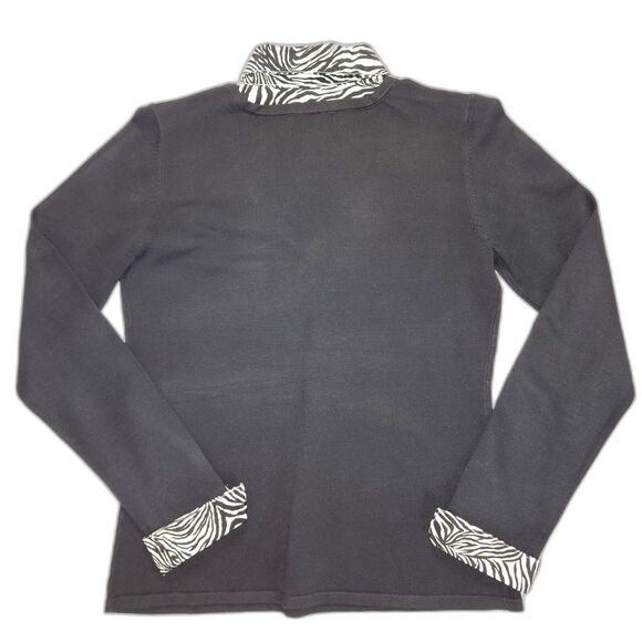 Elementz Women's Black Zebra Print Collared Top Size S - Picture 2 of 6